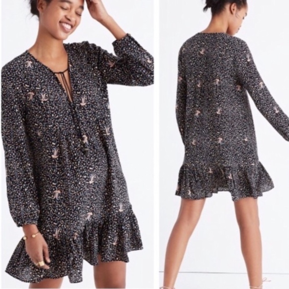 MADEWELL Dress Silk Fiesta paisley women's size 00 XXS Style G1282 Long sleeve